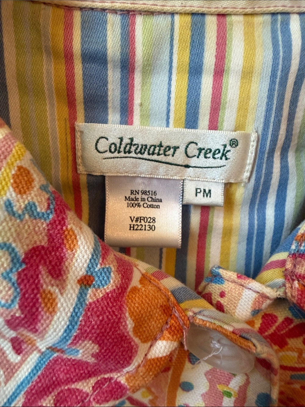 Vintage Y2K Coastal Coldwater Creek Pink Orange Paisley Button-Down Shirt Jacket - Picture 2 of 9